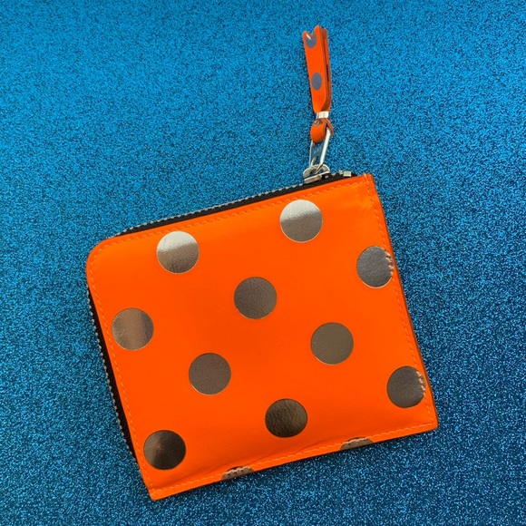COMME DES GARCONS Orange Wallet With Silver Dots - Picture 2 of 5